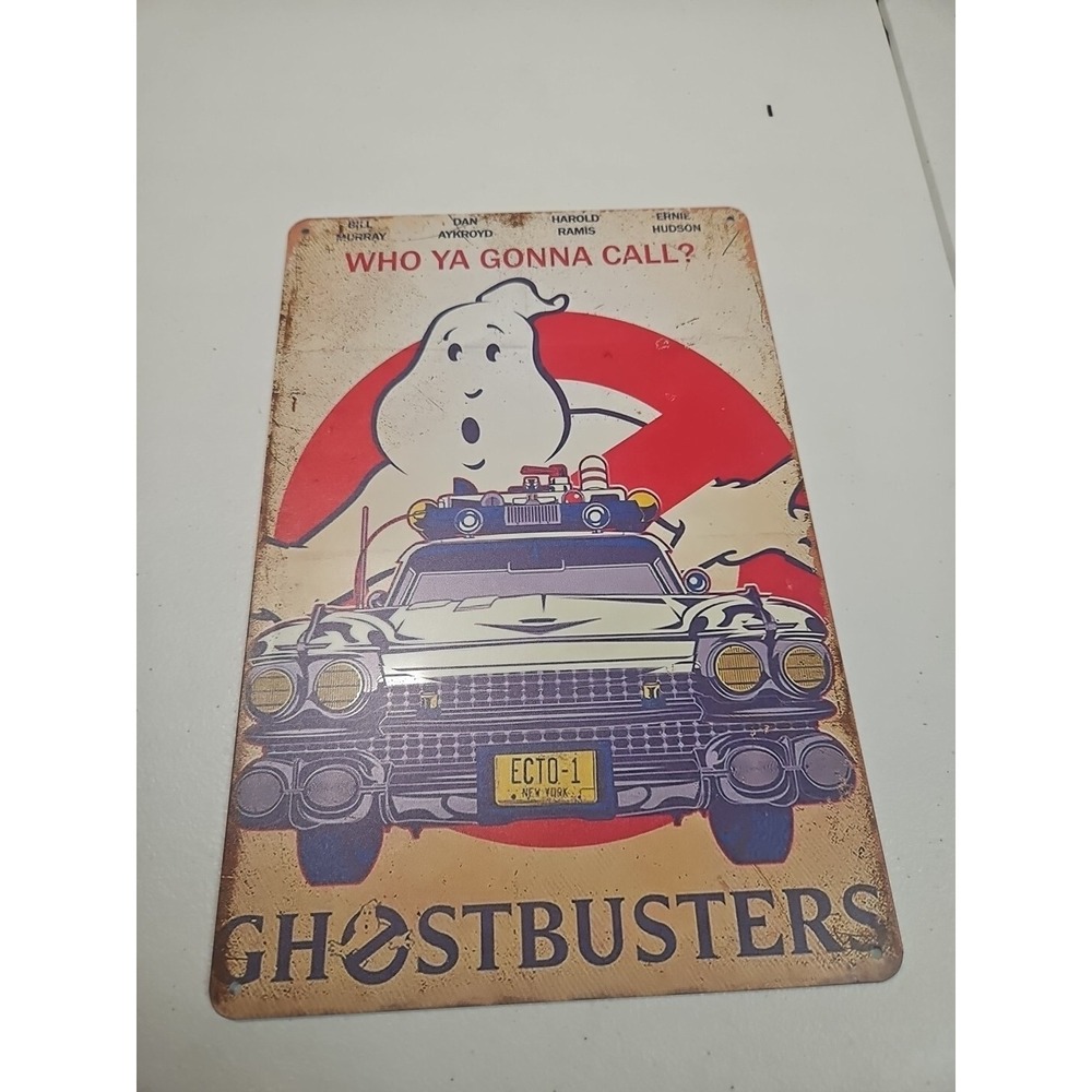 Ghostbusters, Who Ya Gonna Call? Rustic-looking Tin Sign, 8x12